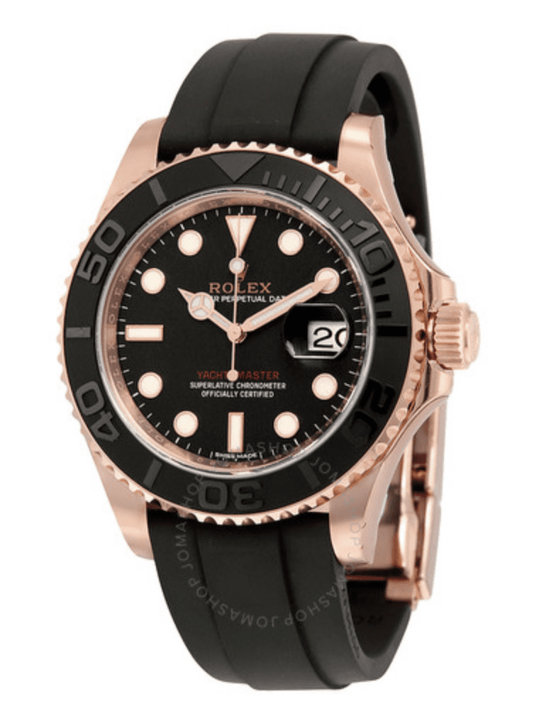 Rolex-Yacht-Master-Automatic-Black-Dial-18kt-Everose-Gold-Black-Rubber-Strap-Men's-Watch