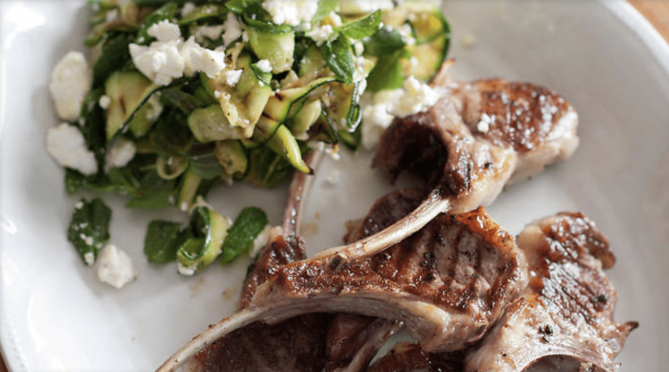 Grilled-Lamb-Chops-with-Shaved-Zucchini-Salad