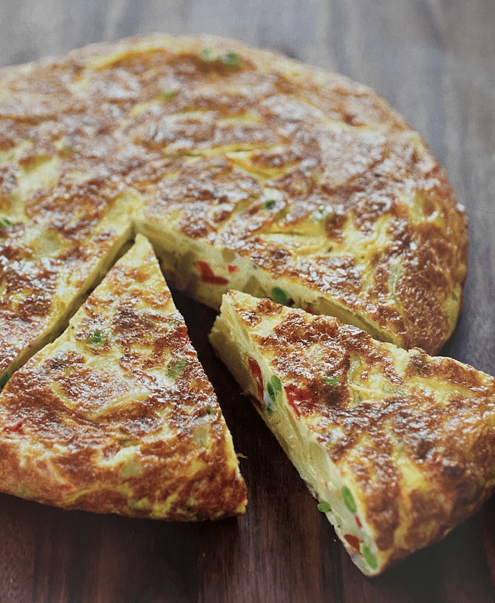 Spanish-Tortilla-with-Roasted-Red-Peppers-and-Peas-Recipe