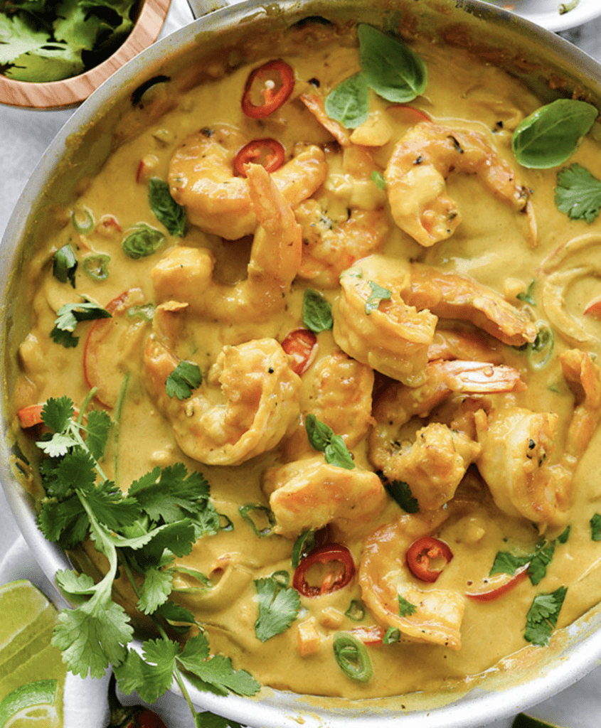 Stir Fried Shrimp and Snow Peas with Coconut Curry Sauce - PB on Life