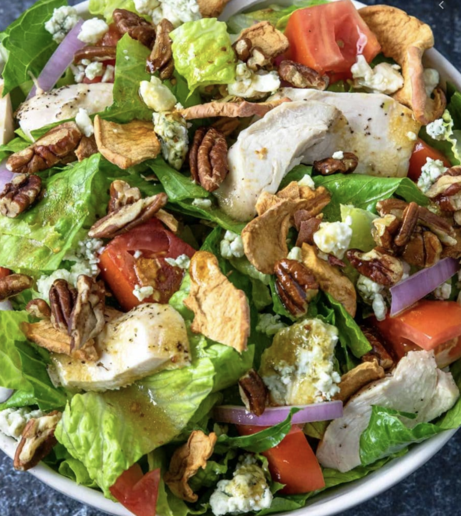Romaine-Salad-with-Chicken-Cheddar-Apple-and-Spiced-Pecans-Recipe