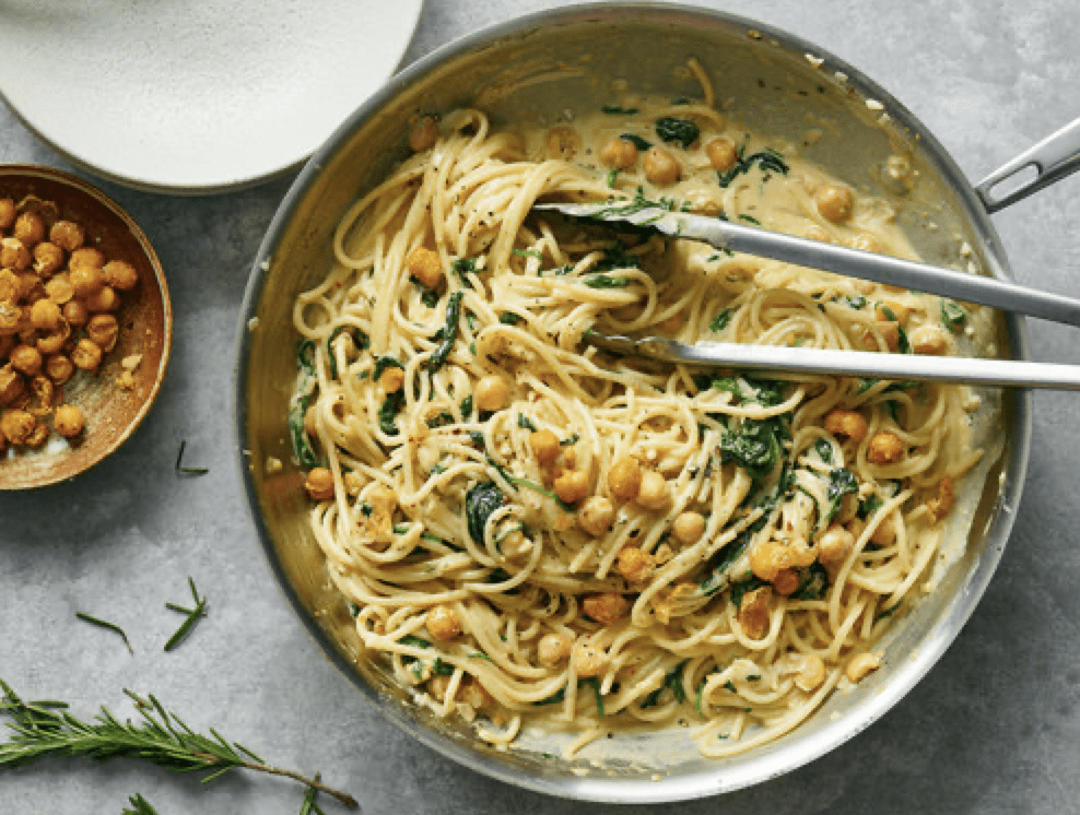 creamy-chickpea-pasta-with-spinach-and-rosemary-recipe